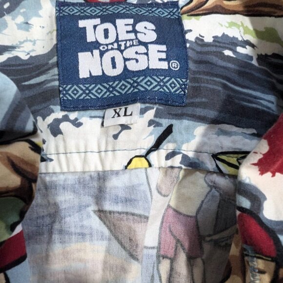 Toes On the Nose Shirt Adult Large Multicolor Surf Button Up Hawaiian Men XL - Picture 3 of 6